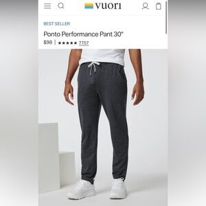 Vuori Ponto Performance Joggers Men’s Medium DreamKnit Stretch Comfort Light $98
